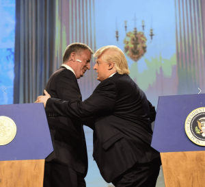 Mayor Bill de Blasio and comedian Anthony Atamanuick ham it up at 2017 Inner Circle Show rebuttal. Atamanuick did an imitation of President Donald Trump and called the mayor "boring."